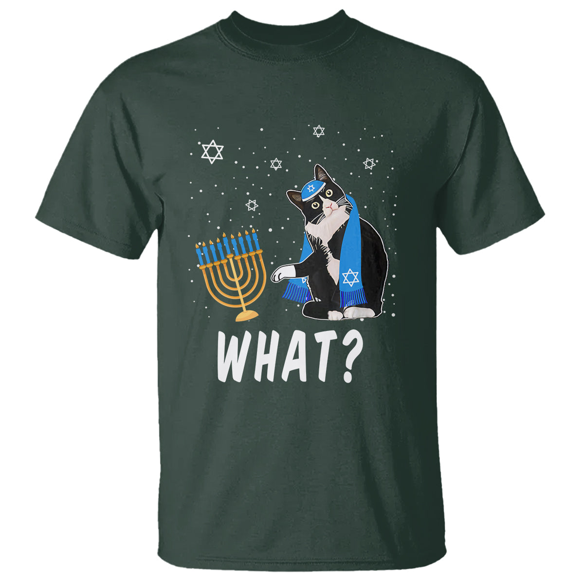Hanukkah Cat T Shirt What Hanukkah Cat Funny Chanukah Jewish Women Girls Kids - Wonder Print Shop
