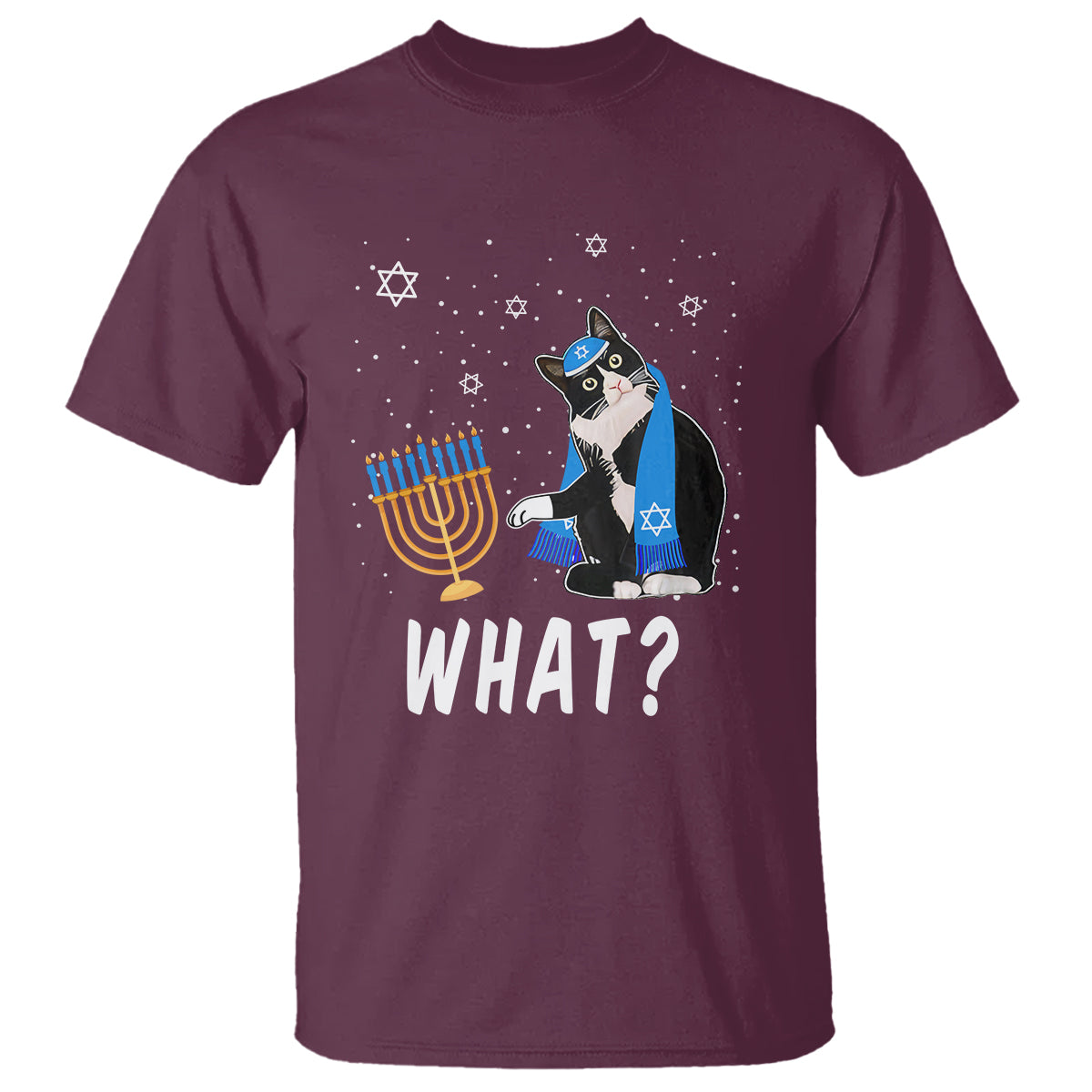 Hanukkah Cat T Shirt What Hanukkah Cat Funny Chanukah Jewish Women Girls Kids - Wonder Print Shop