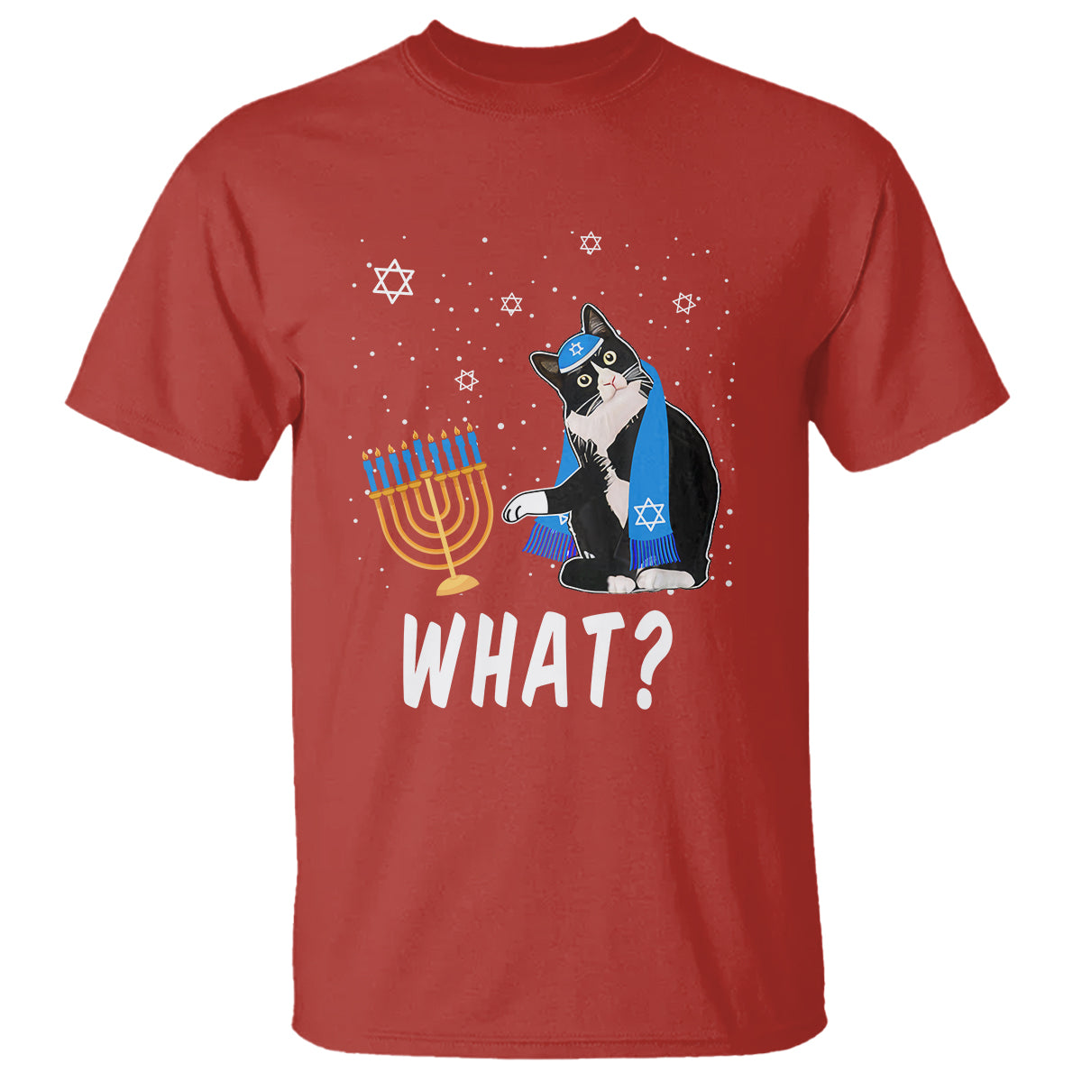 Hanukkah Cat T Shirt What Hanukkah Cat Funny Chanukah Jewish Women Girls Kids - Wonder Print Shop