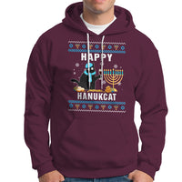 Hanukkah Cat Hoodie Happy Hanukcat Jewish Hanukkah Black Cat Menorah Chanukah - Wonder Print Shop