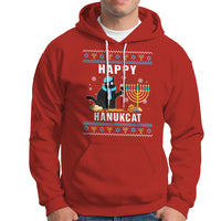 Hanukkah Cat Hoodie Happy Hanukcat Jewish Hanukkah Black Cat Menorah Chanukah - Wonder Print Shop
