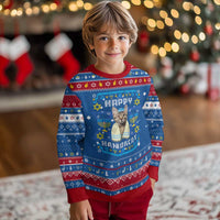 Funny Cat Hanukkah Ugly Sweater Happy Hanukcat Menorah Ugly Chanukah Jewish Festival - Wonder Print Shop