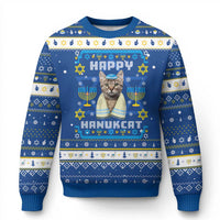 Funny Cat Hanukkah Ugly Sweater Happy Hanukcat Menorah Ugly Chanukah Jewish Festival - Wonder Print Shop