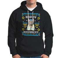 Hanukkah Cat Hoodie Happy Hanukcat Jewish Hanukkah Cat Menorah Ugly Chanukah - Wonder Print Shop