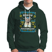 Hanukkah Cat Hoodie Happy Hanukcat Jewish Hanukkah Cat Menorah Ugly Chanukah - Wonder Print Shop