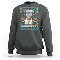 Hanukkah Cat Sweatshirt Happy Hanukcat Jewish Hanukkah Cat Menorah Ugly Chanukah - Wonder Print Shop