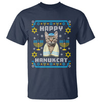 Hanukkah Cat T Shirt Happy Hanukcat Jewish Hanukkah Cat Menorah Ugly Chanukah - Wonder Print Shop
