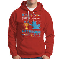 Hanukkah Cat Hoodie Light The Meownorah Jewish Hanukkah Cat Menorah Chanukah - Wonder Print Shop