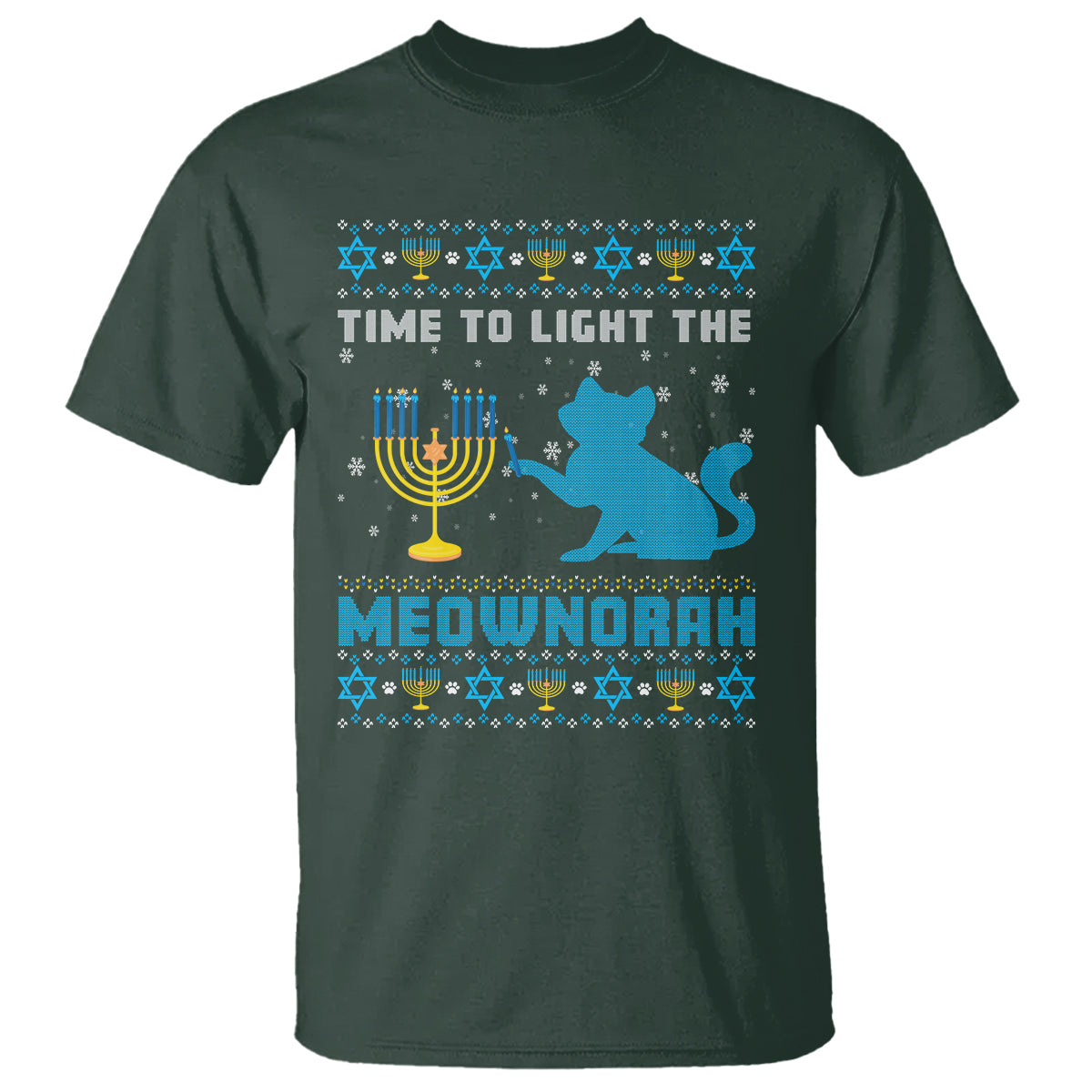 Hanukkah Cat T Shirt Light The Meownorah Jewish Hanukkah Cat Menorah Chanukah - Wonder Print Shop