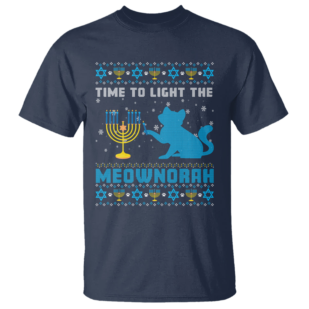 Hanukkah Cat T Shirt Light The Meownorah Jewish Hanukkah Cat Menorah Chanukah - Wonder Print Shop