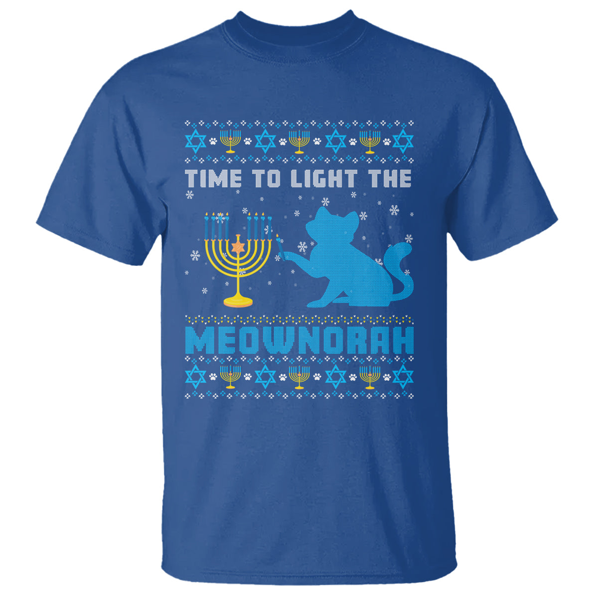 Hanukkah Cat T Shirt Light The Meownorah Jewish Hanukkah Cat Menorah Chanukah - Wonder Print Shop