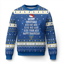 Merry Christmas Kiss My Ass His Ass Your Ass Happy Hanukkah Hanukkah Ugly Sweater - Wonder Print Shop