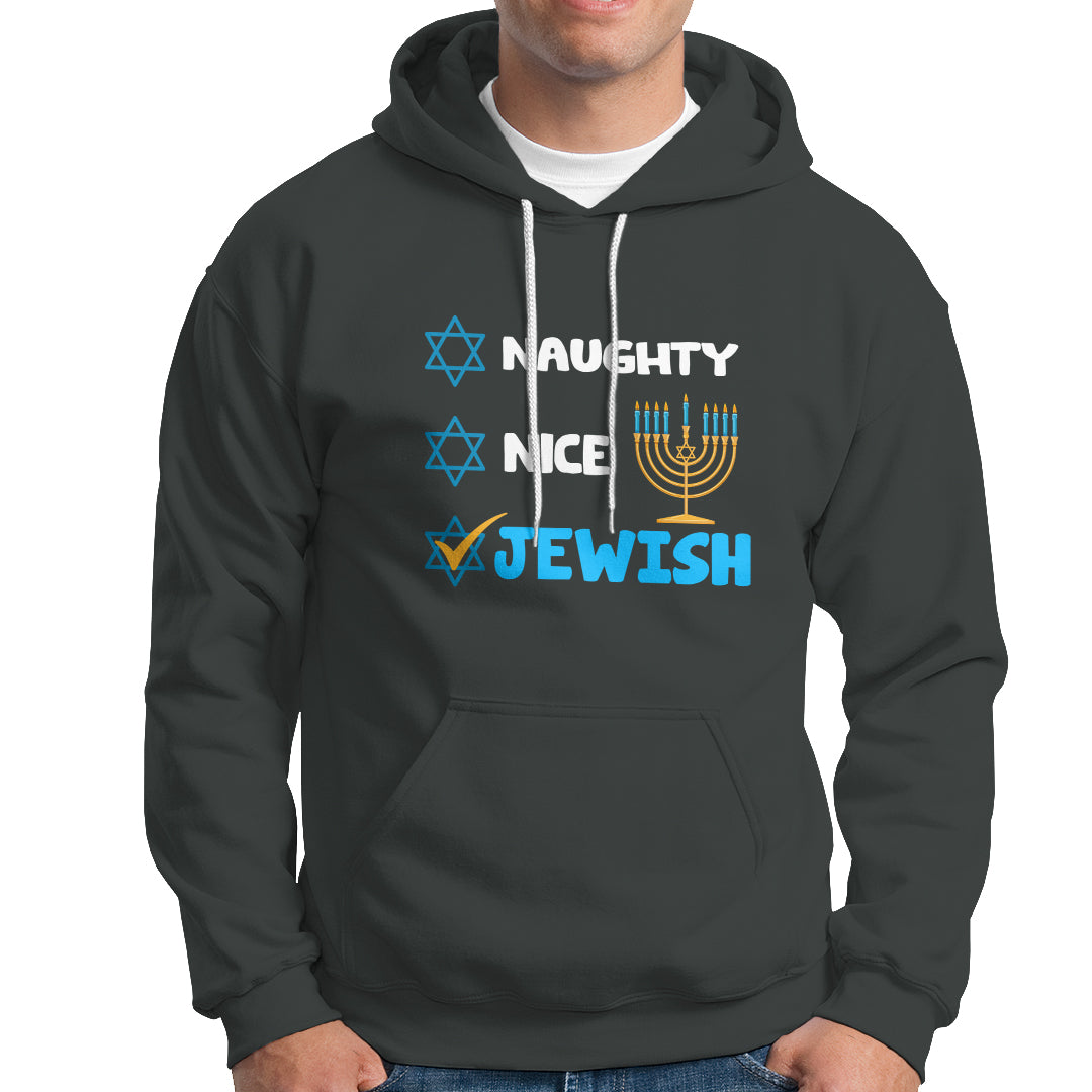 Nice Naughty Jewish Menorah Hanukkiah Chanukah Ugly Hanukkah Hoodie - Wonder Print Shop