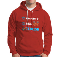 Nice Naughty Jewish Menorah Hanukkiah Chanukah Ugly Hanukkah Hoodie - Wonder Print Shop