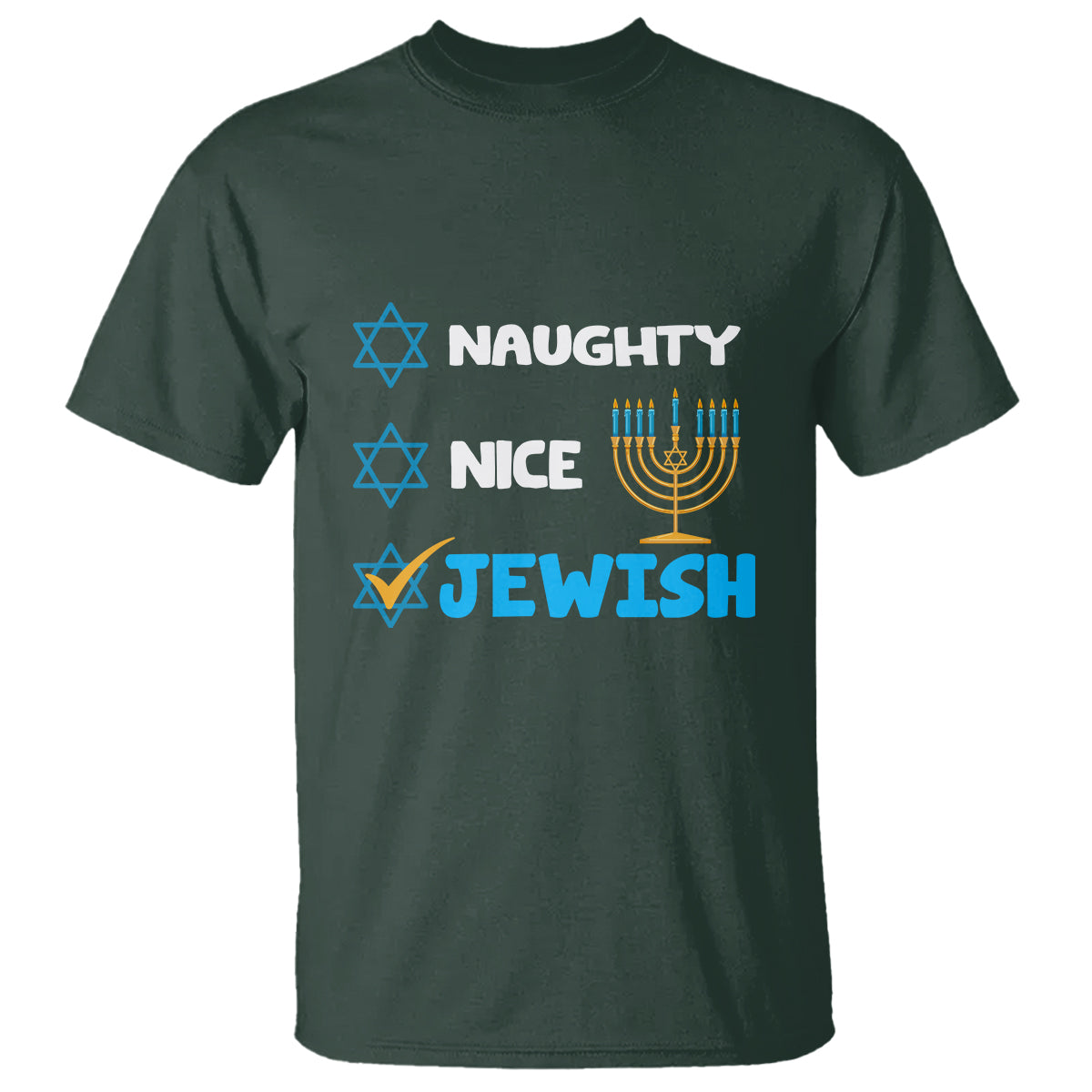 Nice Naughty Jewish Menorah Hanukkiah Chanukah Ugly Hanukkah T Shirt - Wonder Print Shop