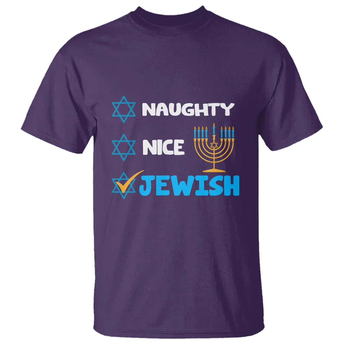 Nice Naughty Jewish Menorah Hanukkiah Chanukah Ugly Hanukkah T Shirt - Wonder Print Shop