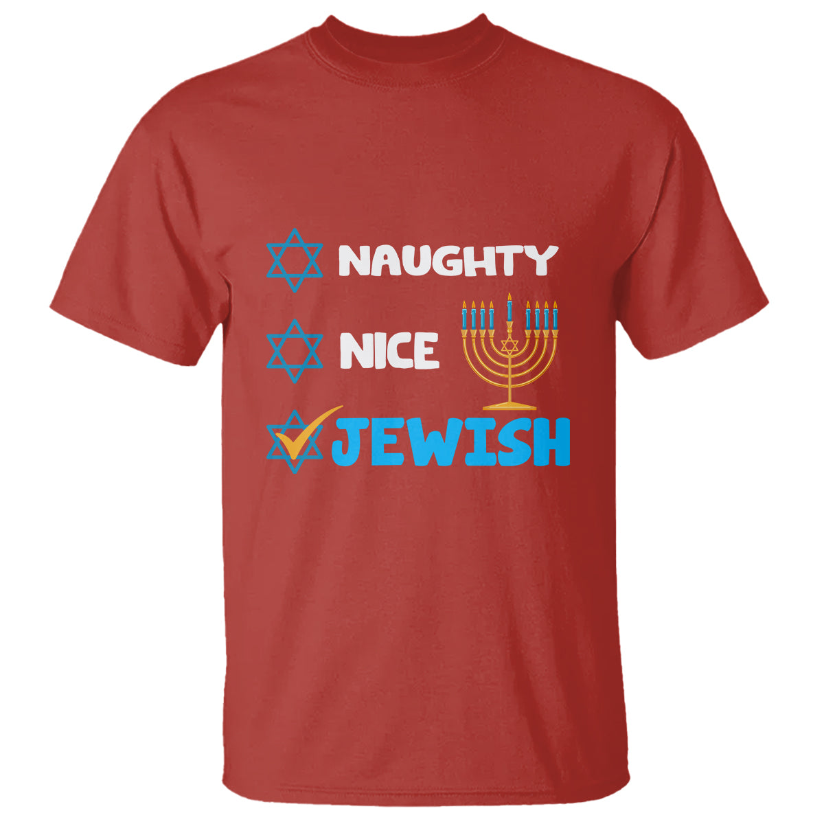 Nice Naughty Jewish Menorah Hanukkiah Chanukah Ugly Hanukkah T Shirt - Wonder Print Shop