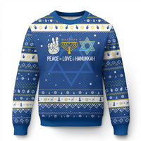 Peace Love Hanukkah Ugly Sweater Retro Chanukah Jewish Menorah Star of David - Wonder Print Shop