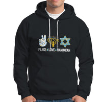 Peace Love Hanukkah Retro Chanukah Jewish Menorah Star of David Hoodie - Wonder Print Shop