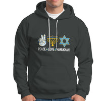 Peace Love Hanukkah Retro Chanukah Jewish Menorah Star of David Hoodie - Wonder Print Shop