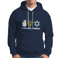 Peace Love Hanukkah Retro Chanukah Jewish Menorah Star of David Hoodie - Wonder Print Shop