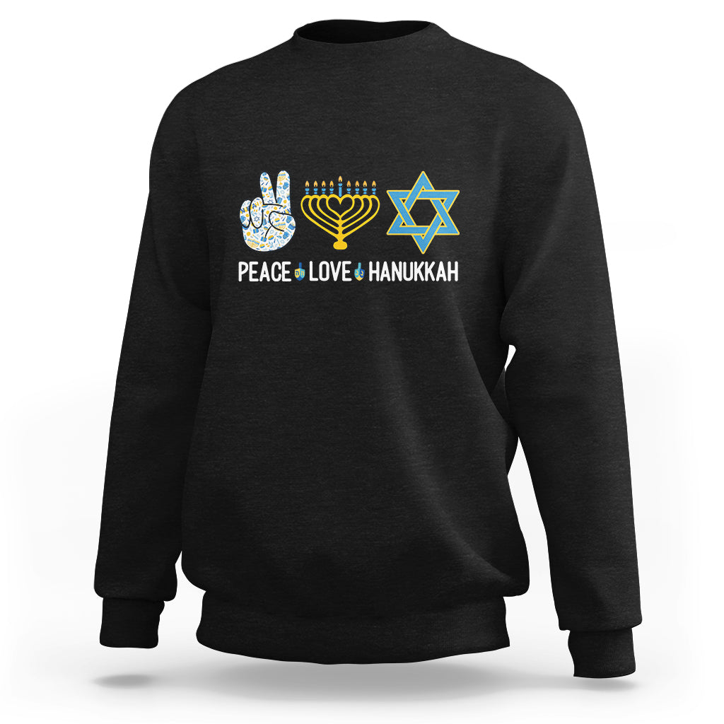 Peace Love Hanukkah Retro Chanukah Jewish Menorah Star of David Sweatshirt - Wonder Print Shop