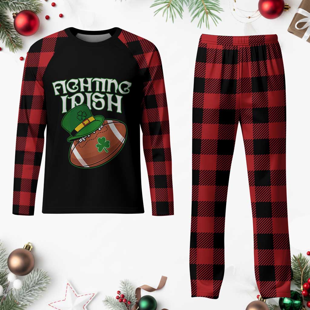 Fighting Irish Plaid Pajama Set Football Shamrock St Patricks Spirit Classic Vintage - Wonder Print Shop