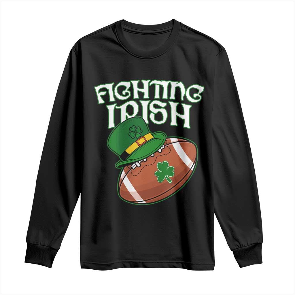 Fighting Irish Long Sleeve Shirt Football Shamrock St Patricks Spirit Classic Vintage