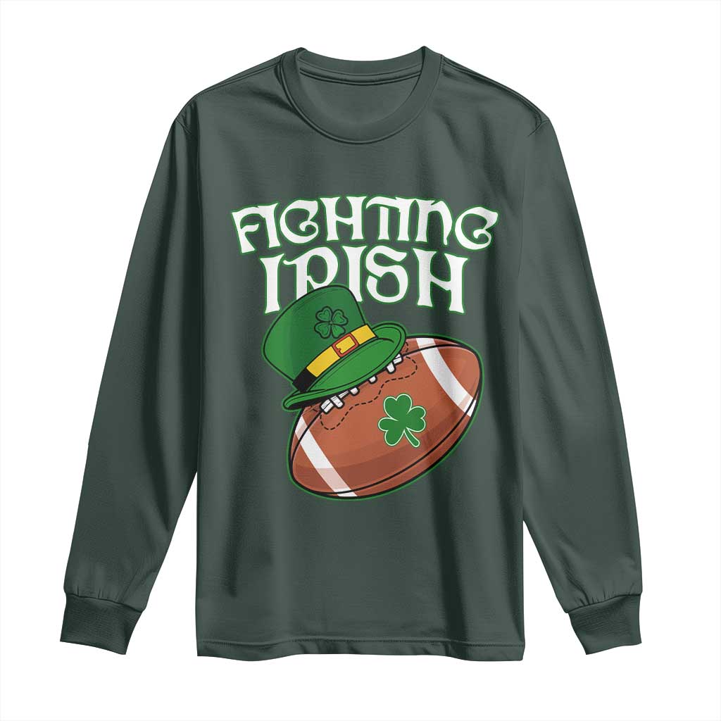 Fighting Irish Long Sleeve Shirt Football Shamrock St Patricks Spirit Classic Vintage