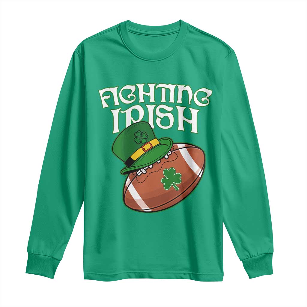 Fighting Irish Long Sleeve Shirt Football Shamrock St Patricks Spirit Classic Vintage
