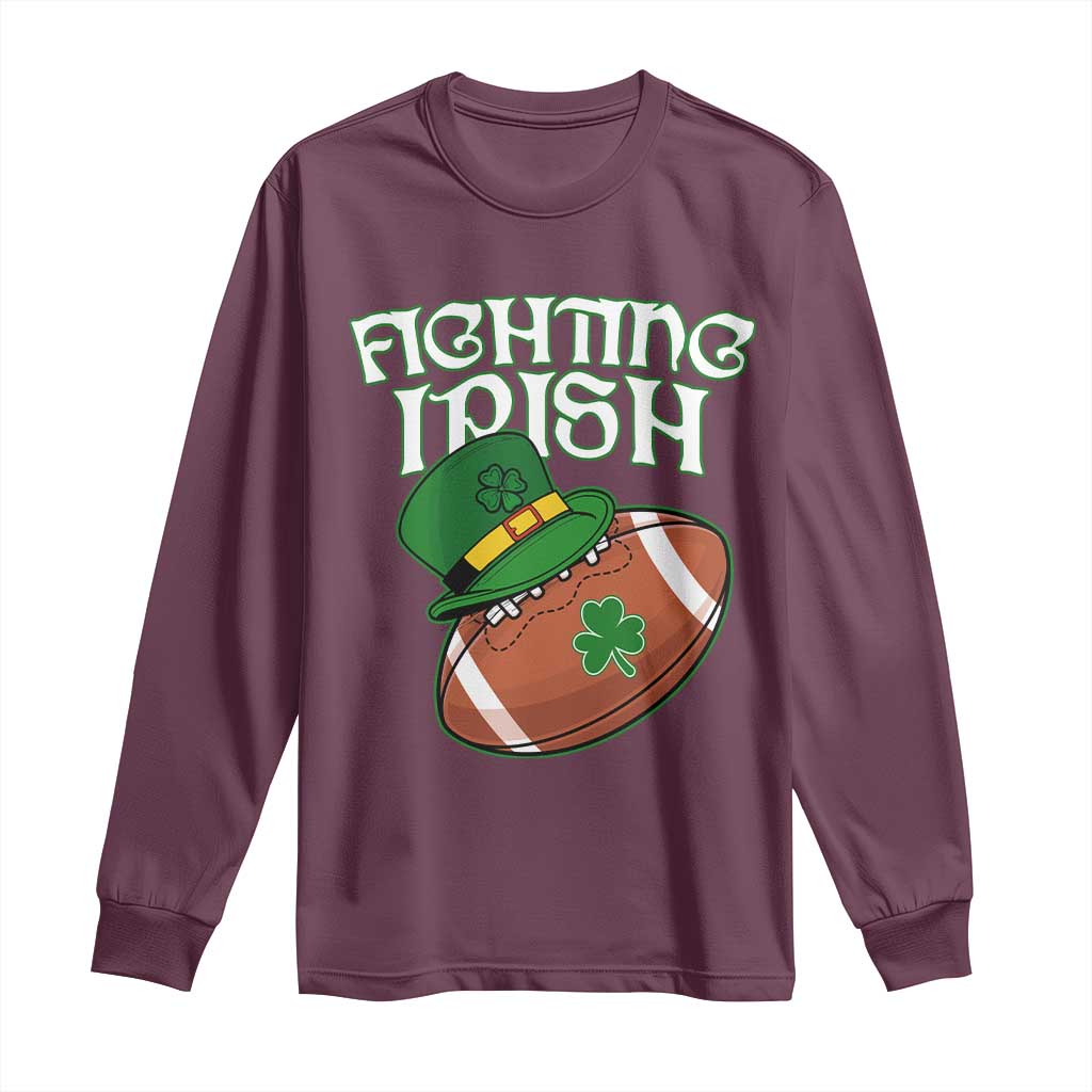 Fighting Irish Long Sleeve Shirt Football Shamrock St Patricks Spirit Classic Vintage