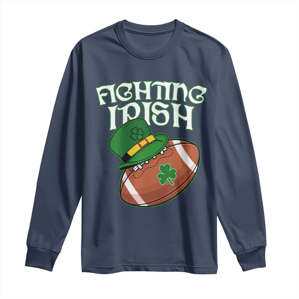 Fighting Irish Long Sleeve Shirt Football Shamrock St Patricks Spirit Classic Vintage