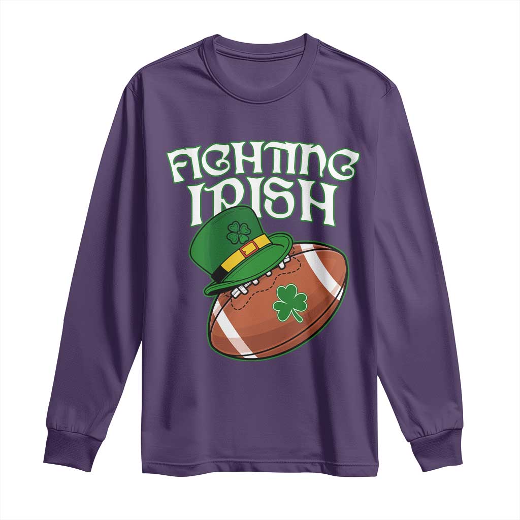 Fighting Irish Long Sleeve Shirt Football Shamrock St Patricks Spirit Classic Vintage