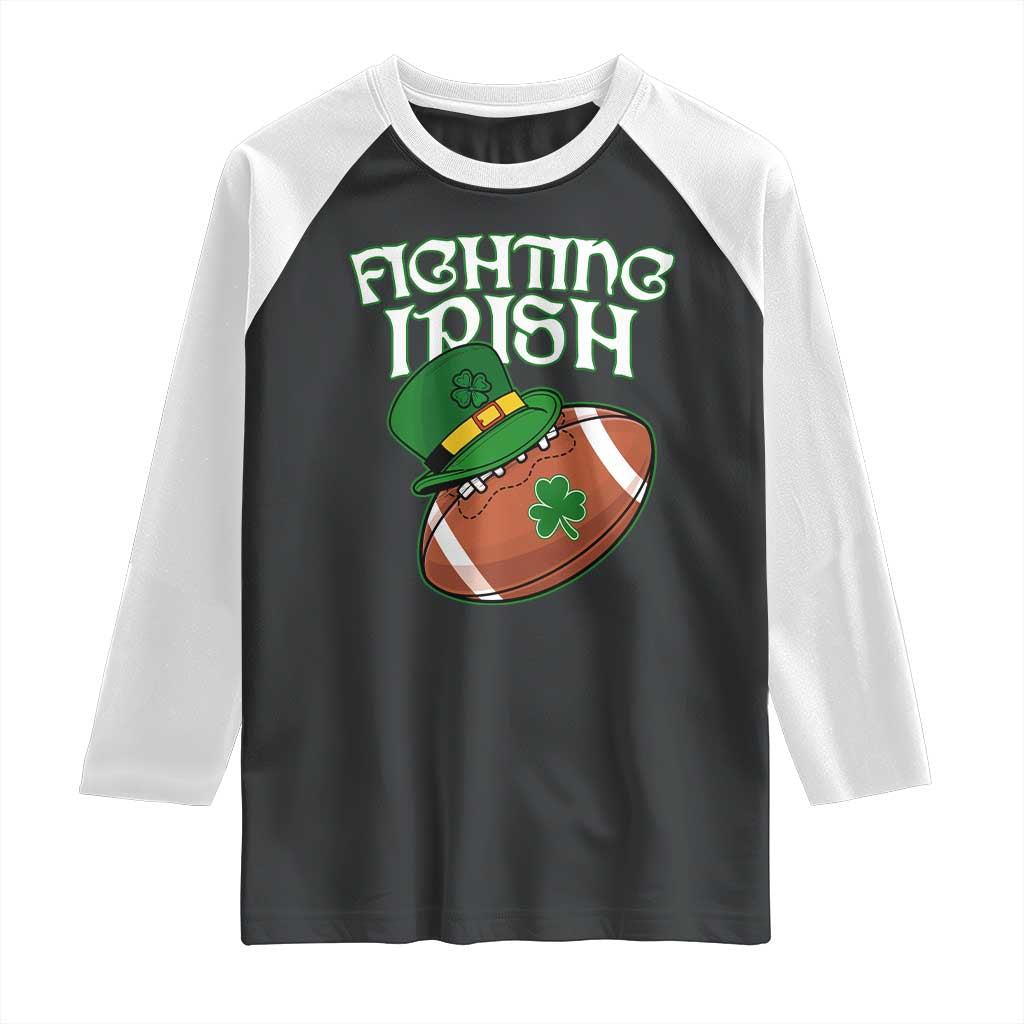 Fighting Irish Raglan Shirt Football Shamrock St Patricks Spirit Classic Vintage