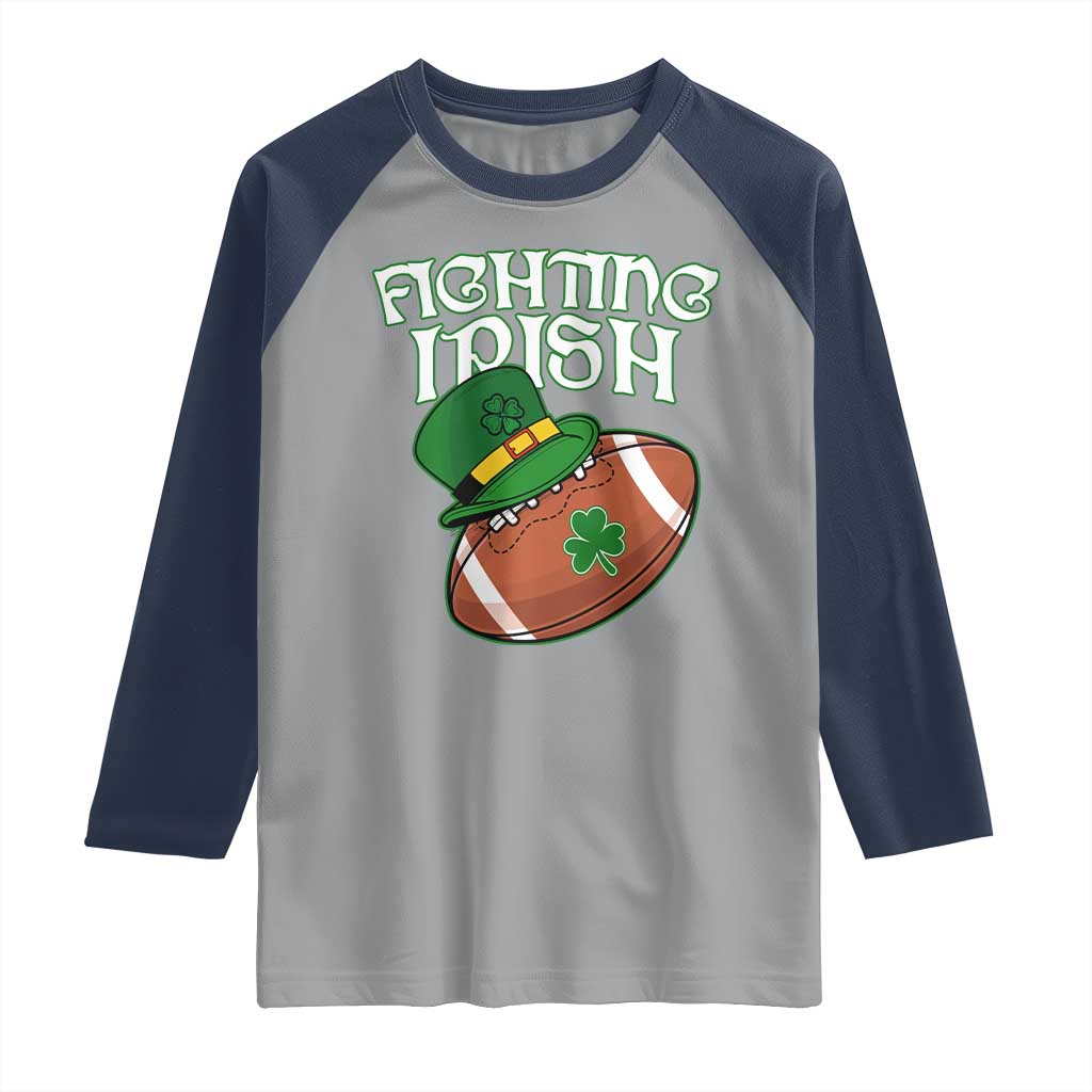 Fighting Irish Raglan Shirt Football Shamrock St Patricks Spirit Classic Vintage