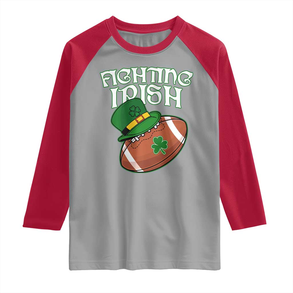 Fighting Irish Raglan Shirt Football Shamrock St Patricks Spirit Classic Vintage