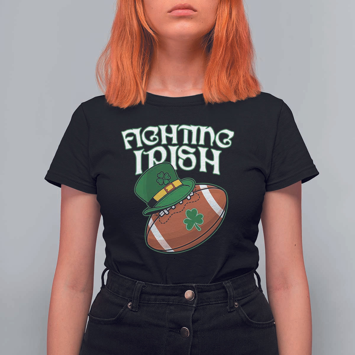 Fighting Irish T Shirt For Women Football Shamrock St Patricks Spirit Classic Vintage