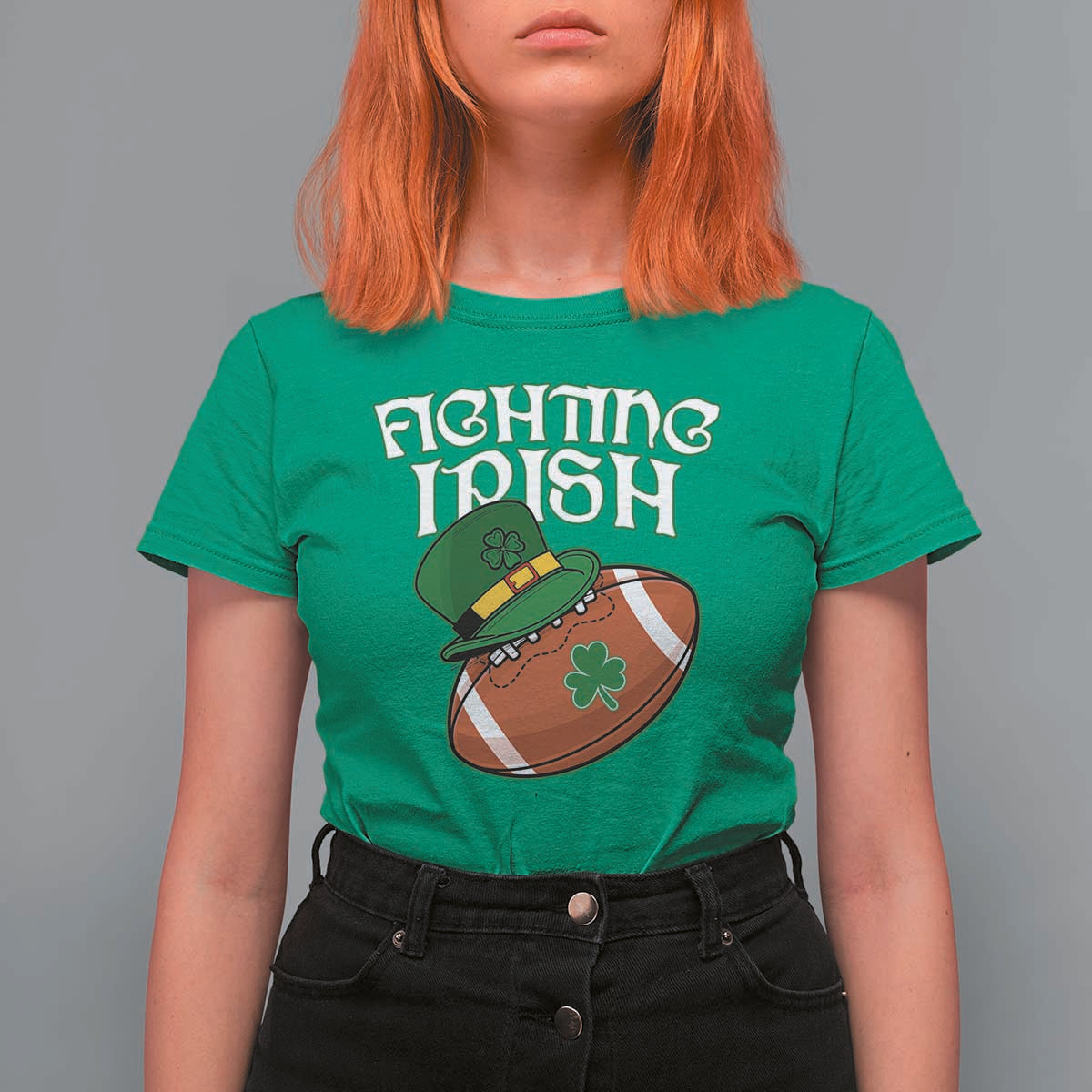 Fighting Irish T Shirt For Women Football Shamrock St Patricks Spirit Classic Vintage