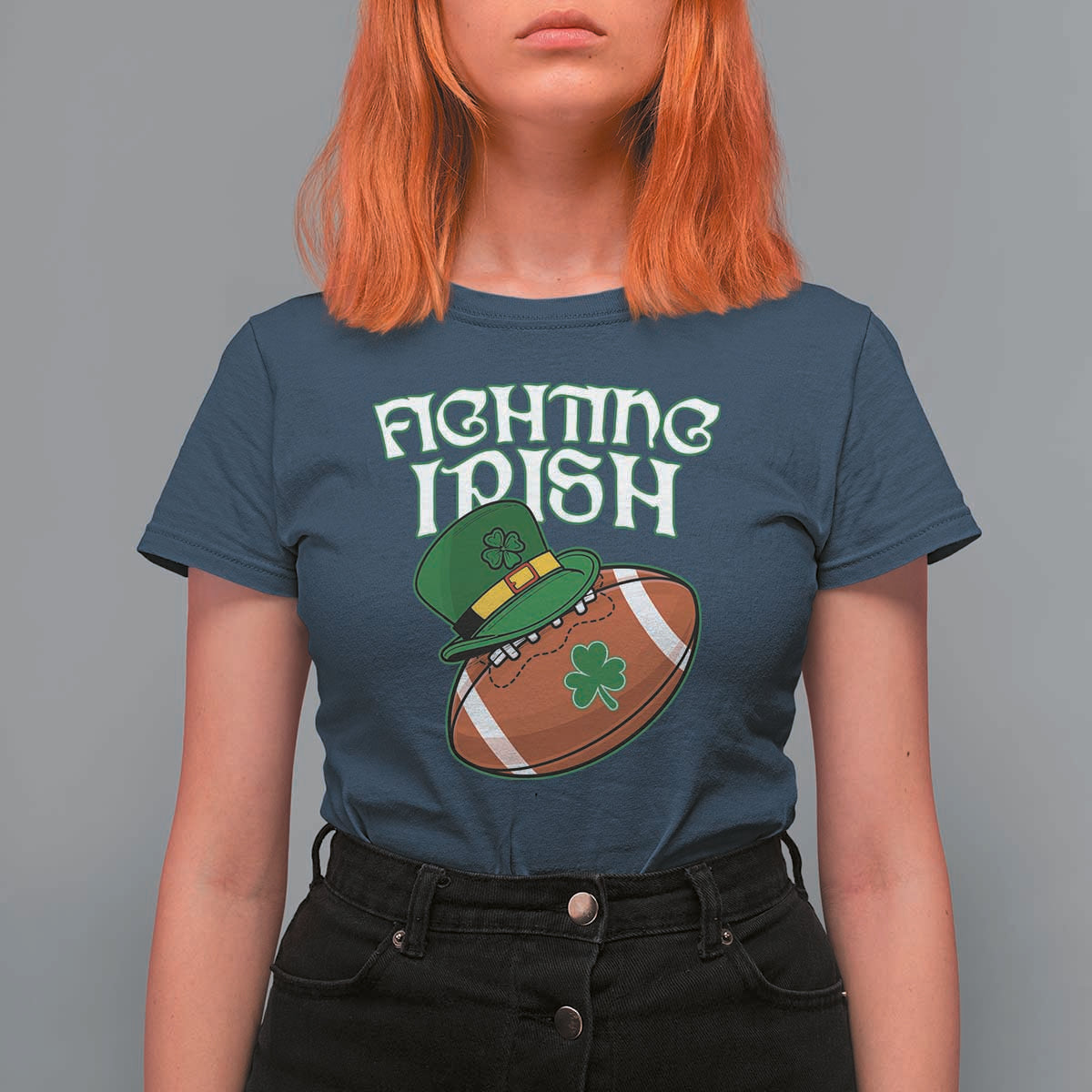 Fighting Irish T Shirt For Women Football Shamrock St Patricks Spirit Classic Vintage