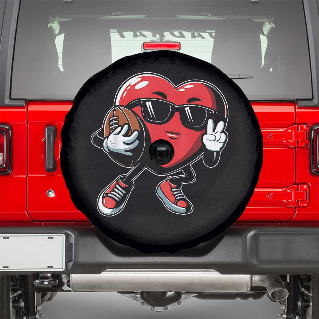 Valentines Day Heart Playing Football Spare Tire Cover Cute Gift for Sports Lovers