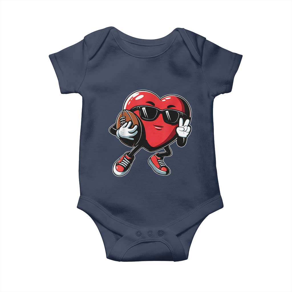 Valentines Day Heart Playing Football Baby Onesie Cute Gift for Sports Lovers