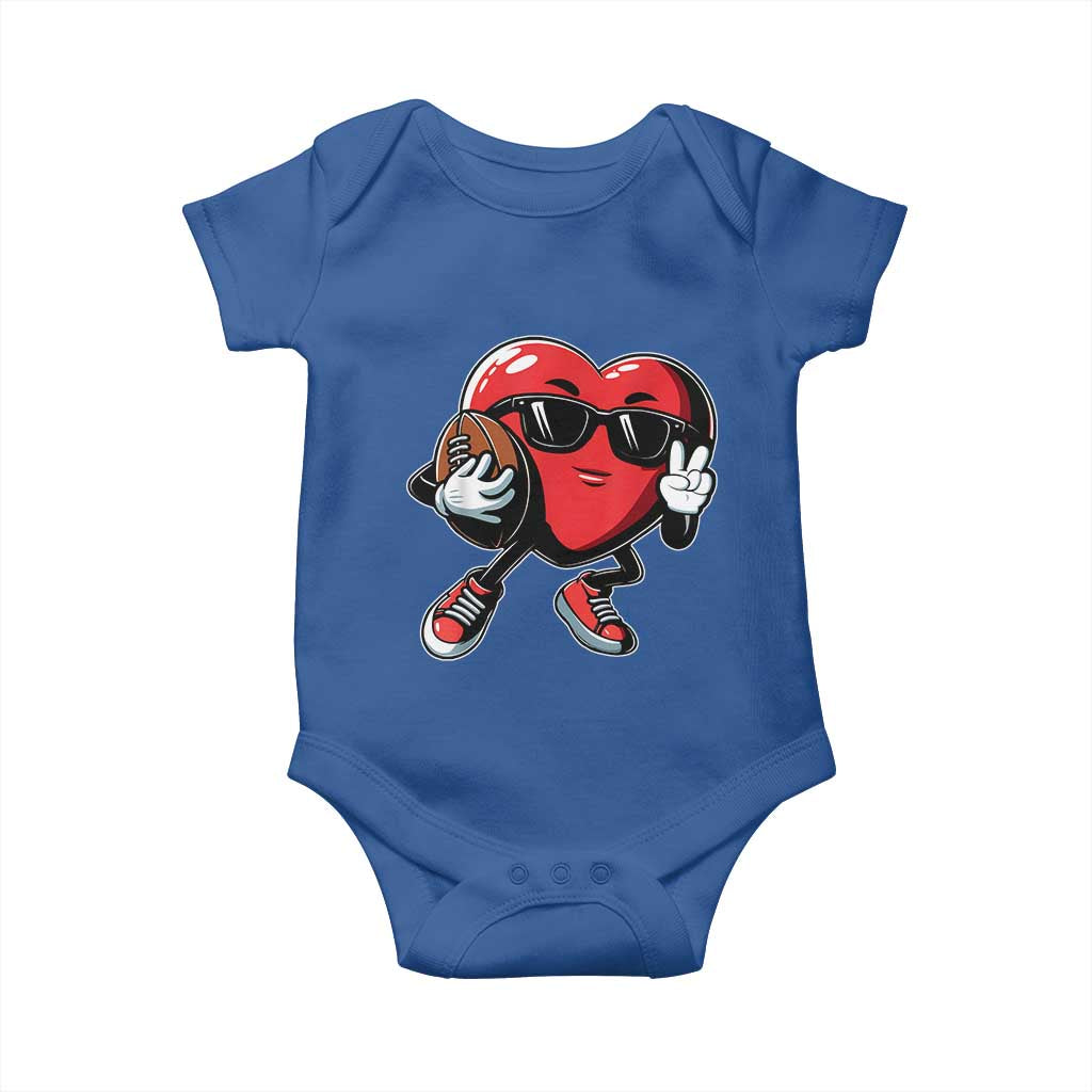 Valentines Day Heart Playing Football Baby Onesie Cute Gift for Sports Lovers