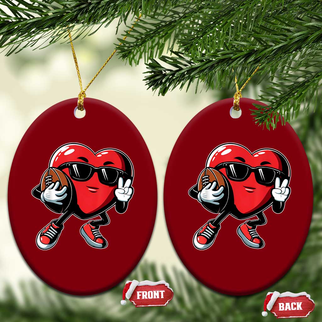 Valentines Day Heart Playing Football Ceramic Ornament Cute Gift for Sports Lovers - Wonder Print Shop