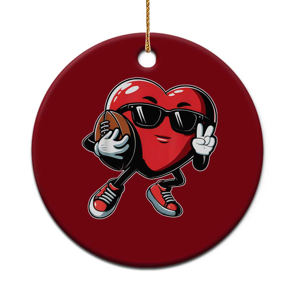 Valentines Day Heart Playing Football Ceramic Ornament Cute Gift for Sports Lovers - Wonder Print Shop