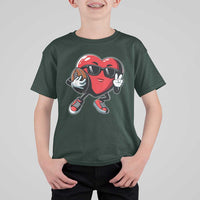 Valentines Day Heart Playing Football T Shirt For Kid Cute Gift for Sports Lovers