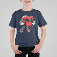 Valentines Day Heart Playing Football T Shirt For Kid Cute Gift for Sports Lovers
