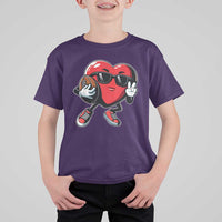 Valentines Day Heart Playing Football T Shirt For Kid Cute Gift for Sports Lovers