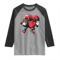 Valentines Day Heart Playing Football Raglan Shirt Cute Gift for Sports Lovers