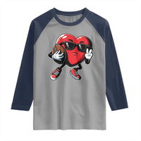 Valentines Day Heart Playing Football Raglan Shirt Cute Gift for Sports Lovers