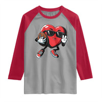Valentines Day Heart Playing Football Raglan Shirt Cute Gift for Sports Lovers